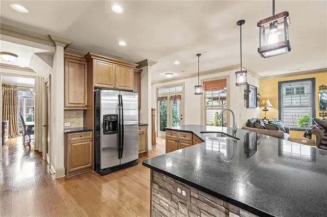 a room with table and window