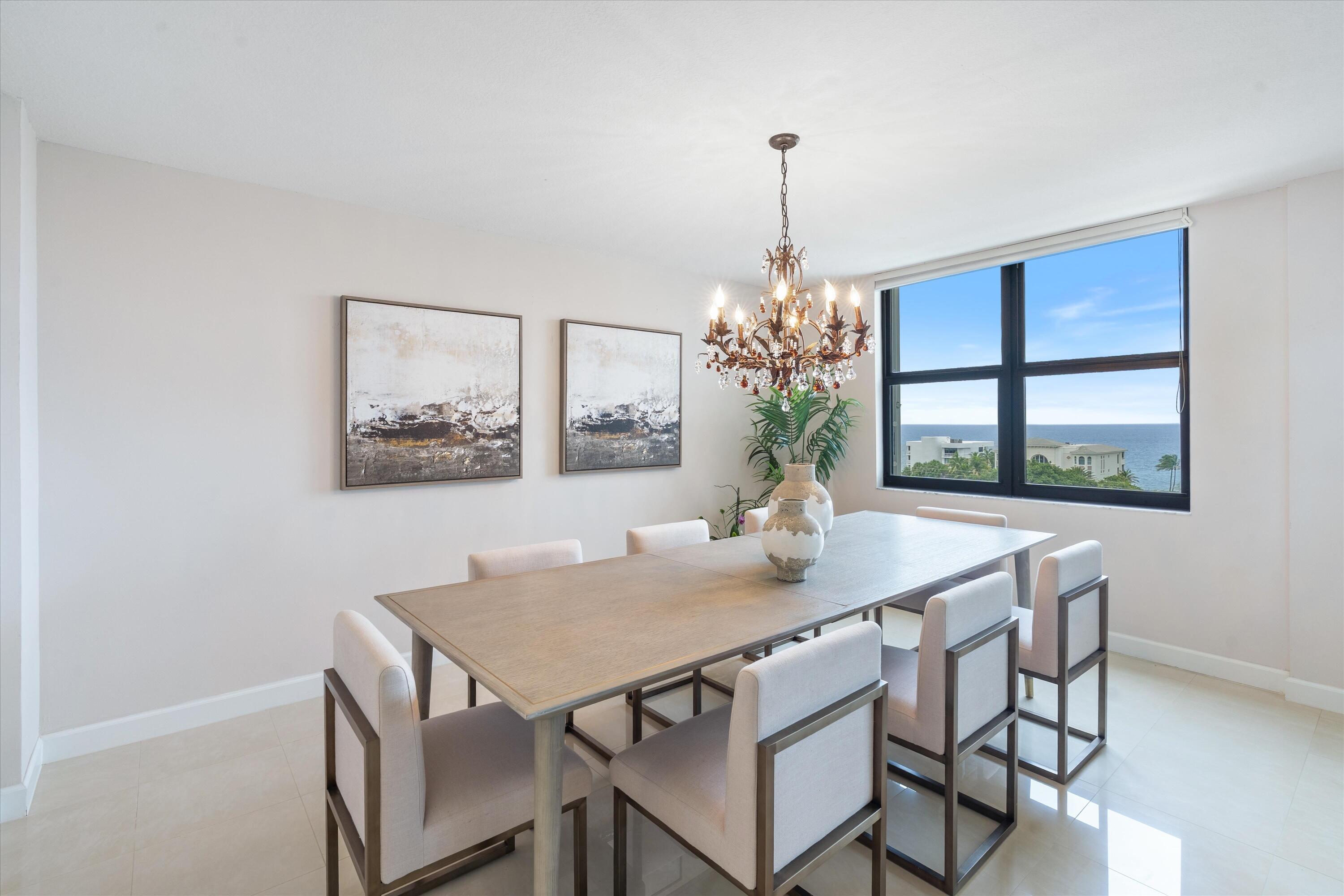 2003 North Ocean Boulevard, Unit 902 Boca Raton, FL 33431 - Photo 13 of 45 a view of a dining room with furniture window and wooden floor