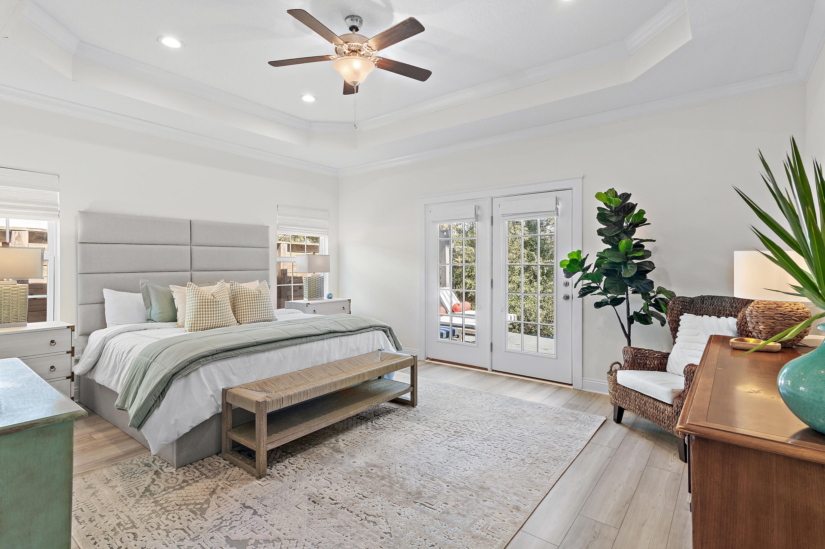 288 Robert Ellis Street Santa Rosa Beach, FL 32459 - Photo 22 of 61 a spacious bedroom with a bed and a chandelier