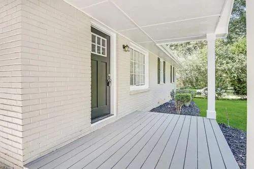 a view of porch with seating space