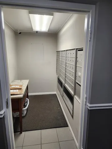 a view of lobby with a balcony