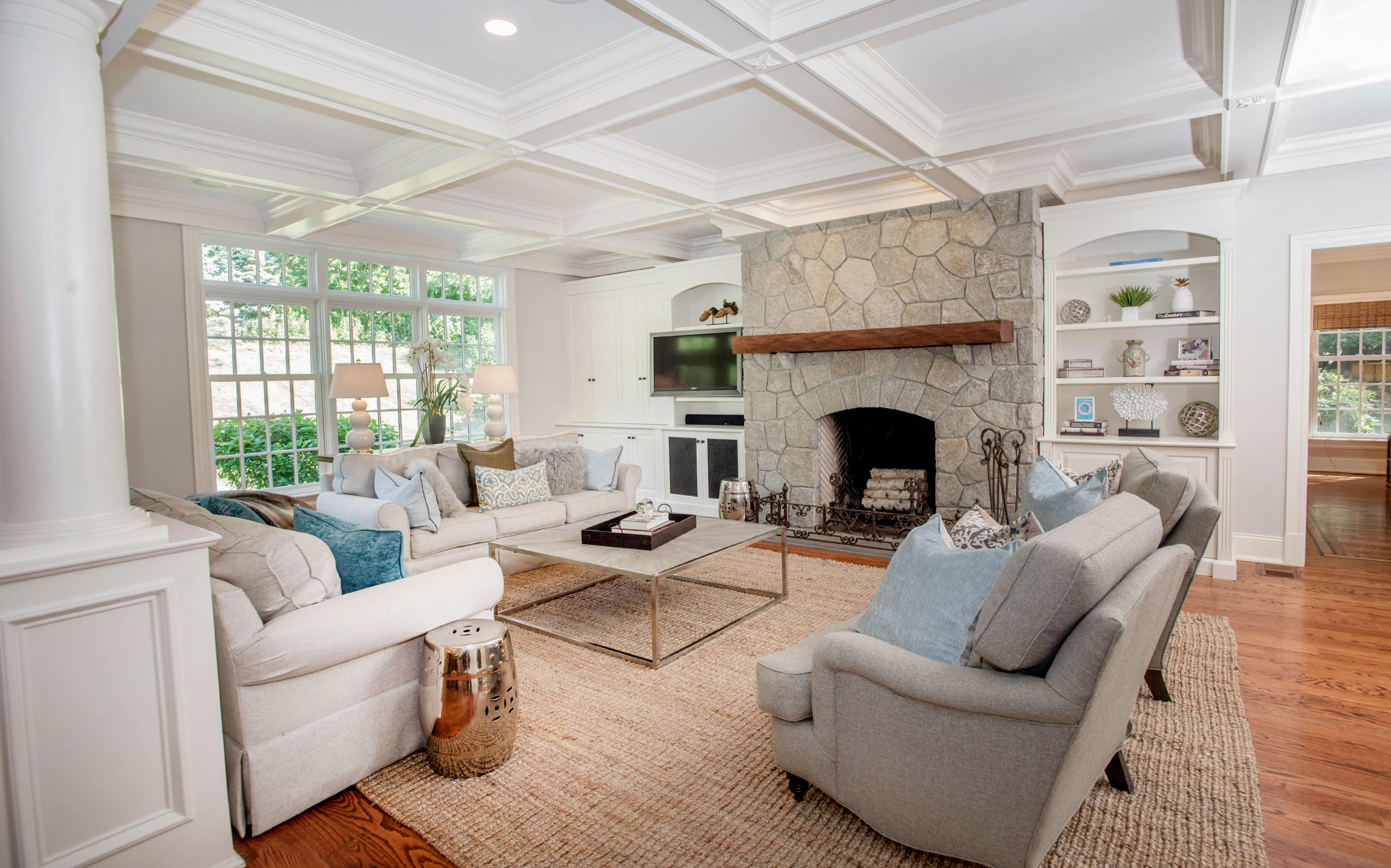 20 Silvermine Road New Canaan, CT 06840 - Photo 13 of 45 a living room with furniture and a fireplace