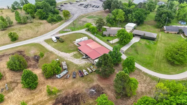 an aerial view of a house