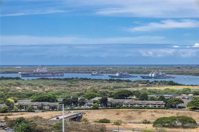 a view of a city with an ocean