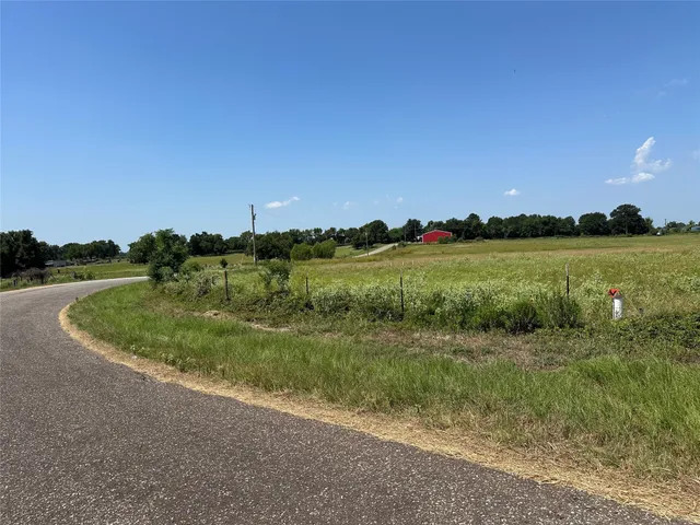 a view of a field with an ocean