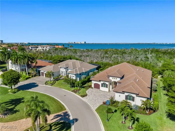 an aerial view of a house with a garden
