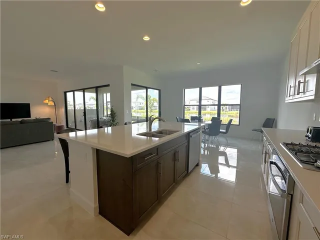 a kitchen with lots of counter top space