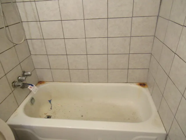 a bathroom with a bathtub