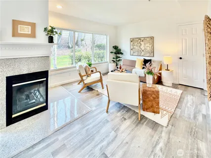 a view of a hallway with staircase