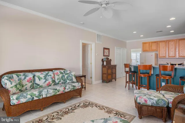 a living room with furniture a rug potted plant and a window