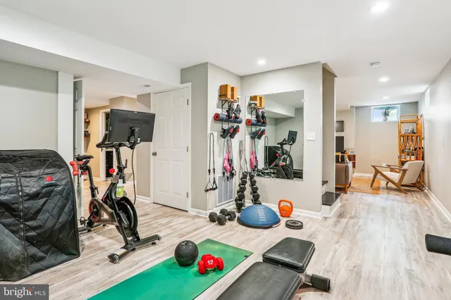 a view of a room with gym equipment