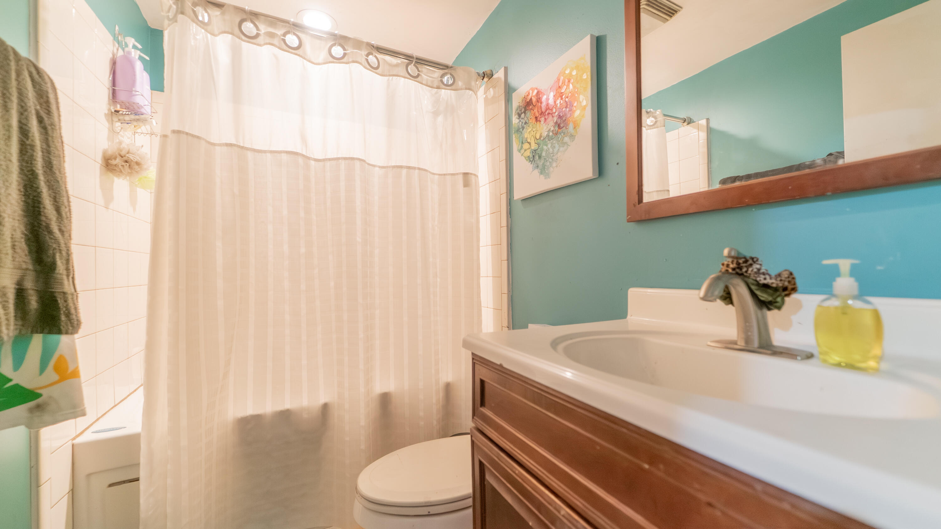 629 West South Street Crown Point, IN 46307 - Photo 12 of 23 a bathroom with a sink a toilet and shower curtain