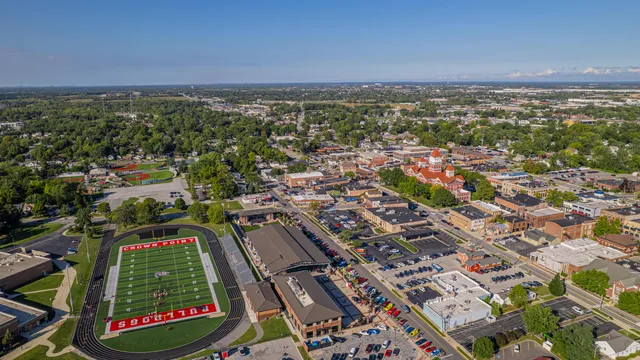 an aerial view of a city