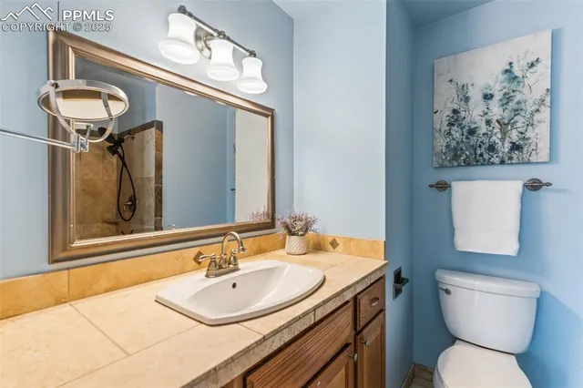 a bathroom with a toilet a sink and mirror