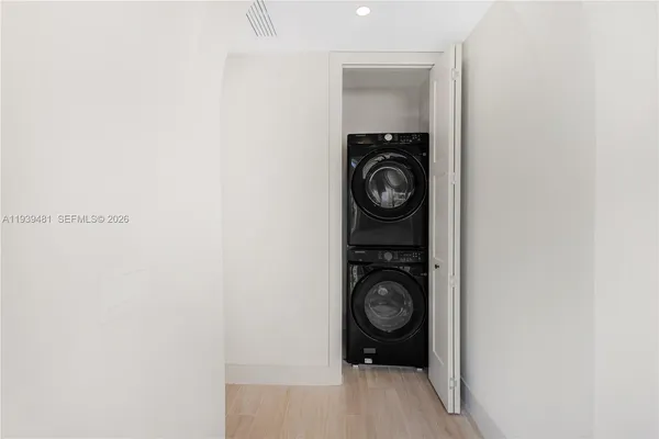 a view of small space with washer and dryer