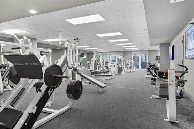 a view of a room with gym equipment