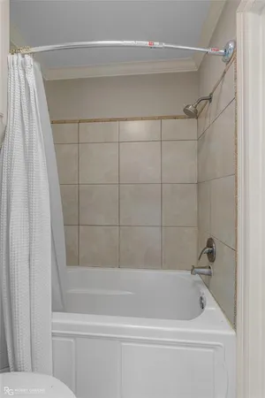 a bathroom with a bathtub