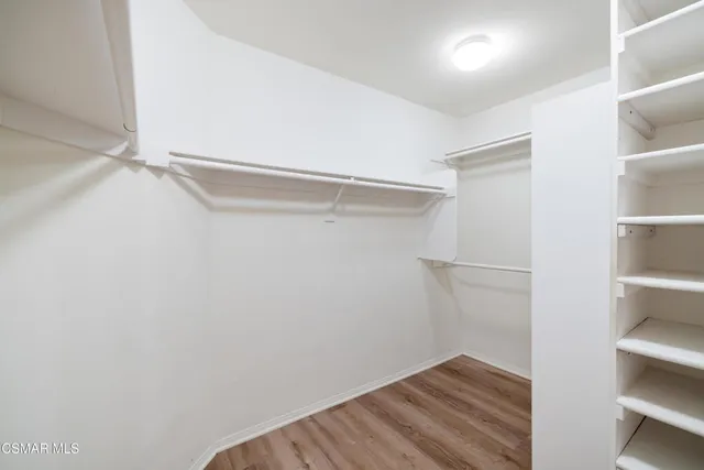 a view of an empty walk in closet