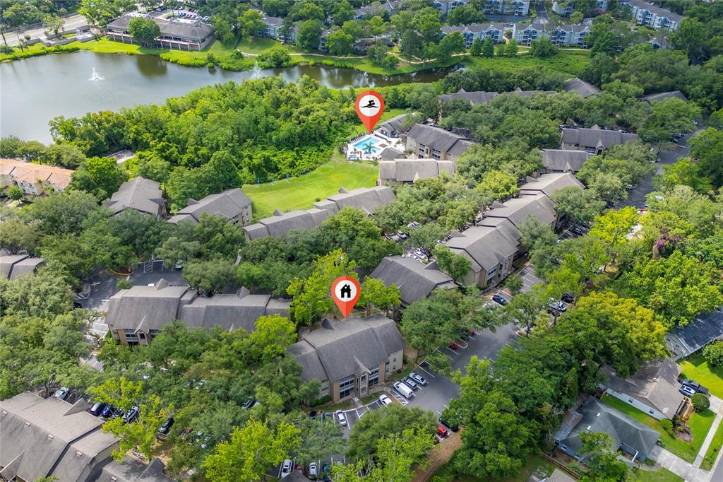 627 Dory Lane, Unit 304 Altamonte Springs, FL 32714 - Photo 4 of 28 an aerial view of a house with a garden and lake view