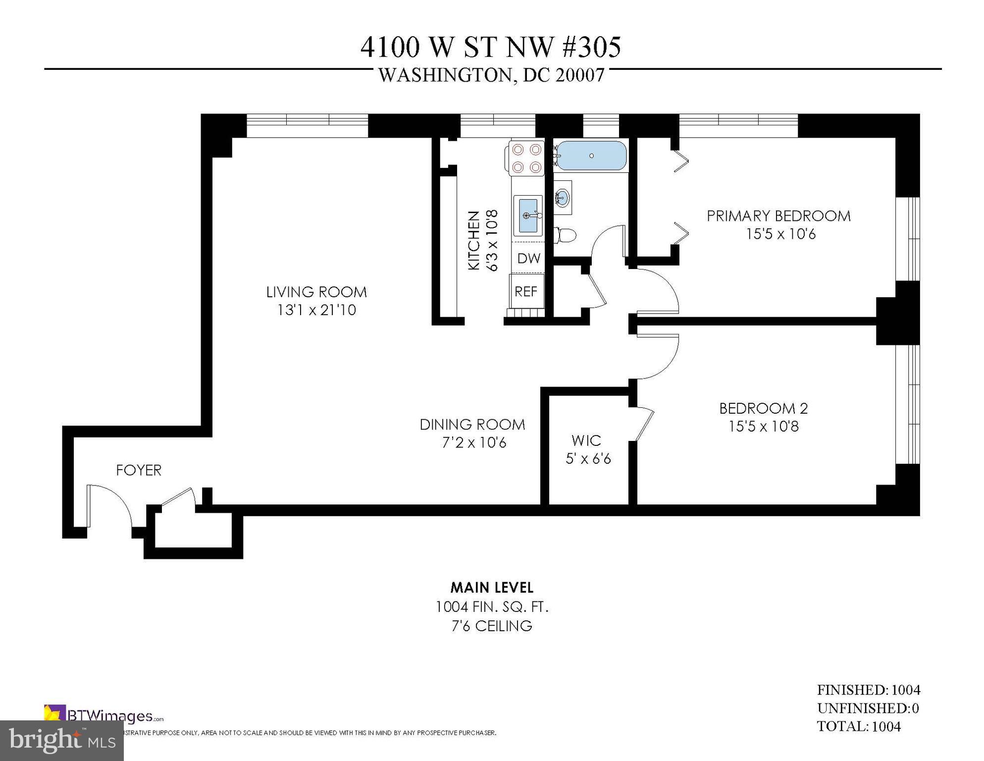 4100 W Street Northwest, Unit 305 Washington, DC 20007 - Photo 41 of 41 Floorplan
