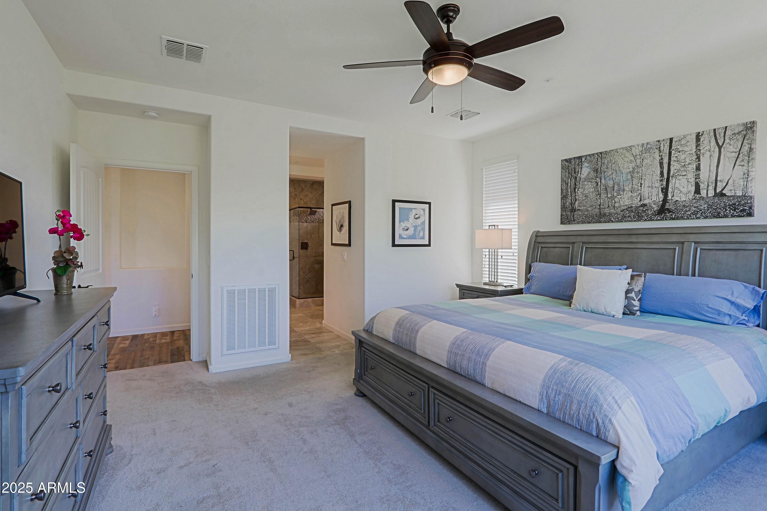 18004 East Silver Sage Lane Rio Verde, AZ 85263 - Photo 28 of 92 a bedroom with a bed a dresser and potted plant