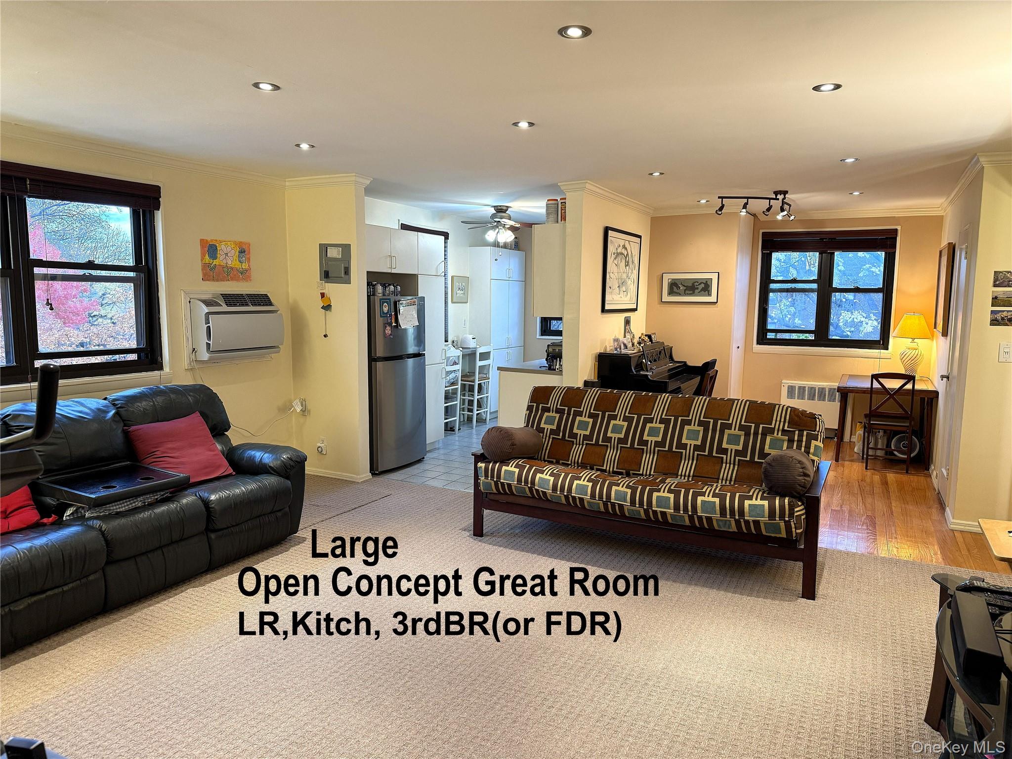 a living room with furniture window and a flat screen tv