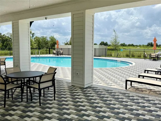 a view of an outdoor space with seating area