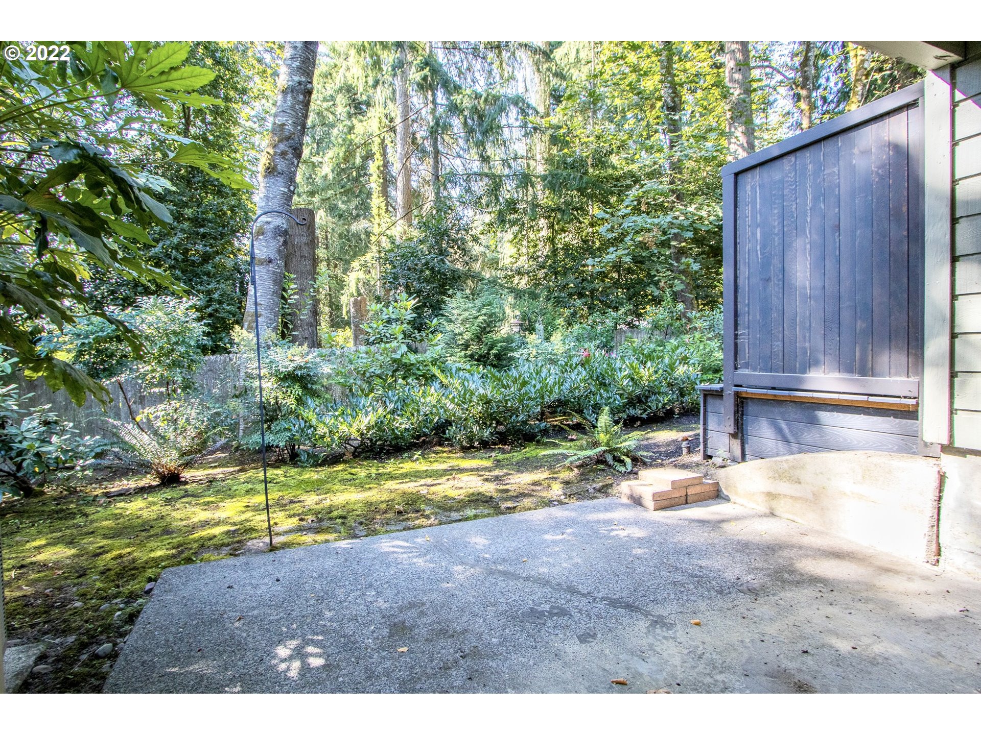 4880 Southwest Scholls Ferry Road, Unit 23 Portland, OR 97225 - Photo 13 of 17 a view of a backyard with large trees and plants