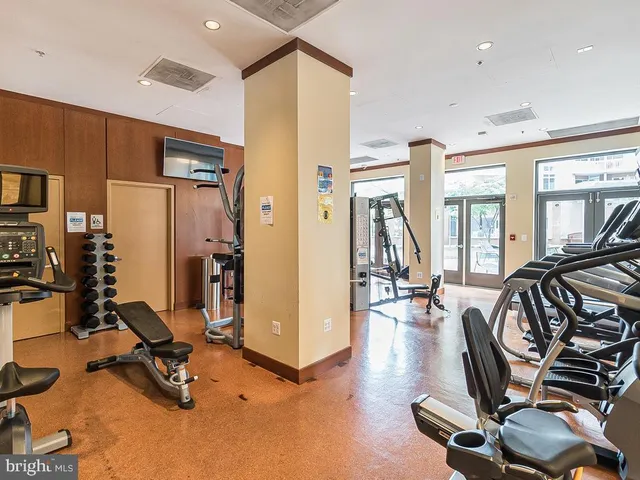 a view of a room with gym equipment