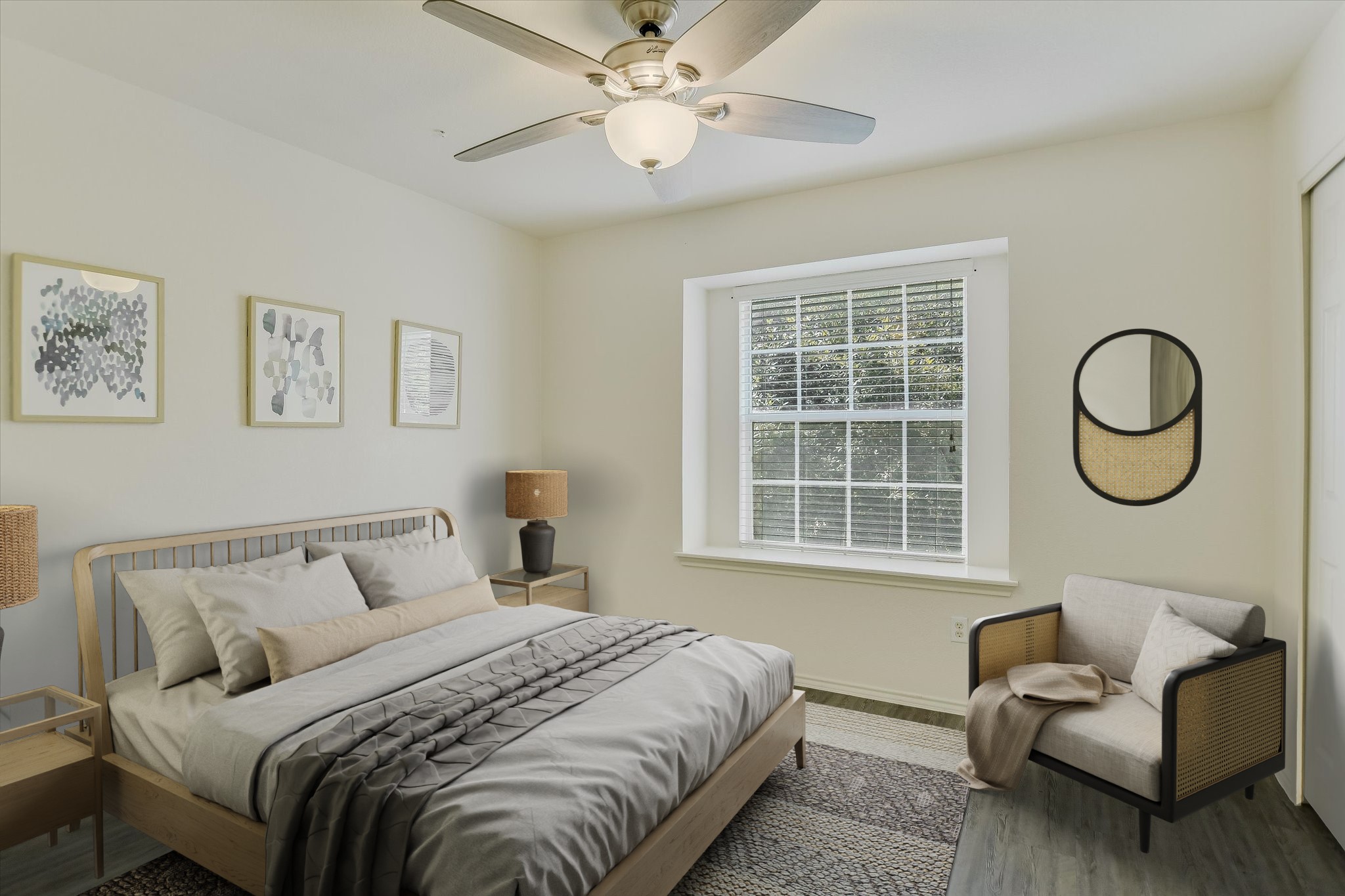 809 Sebastian Bend, Unit B Pflugerville, TX 78660 - Photo 5 of 34 Bedroom featuring wood finished floors and ceiling fan
*Virtually Staged*
