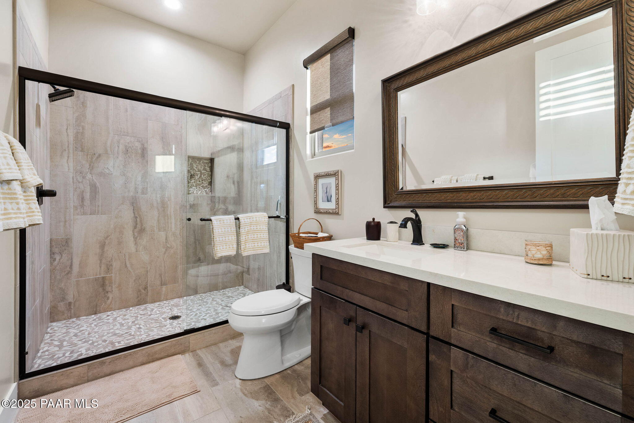 15505 North Double Adobe Road Prescott, AZ 86305 - Photo 32 of 84 a bathroom with a double vanity sink toilet mirror and shower