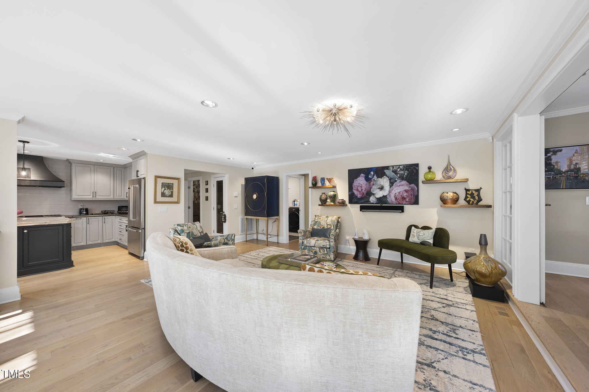 920 West Johnson Street Raleigh, NC 27605 - Photo 12 of 42 a living room with fireplace furniture and kitchen view