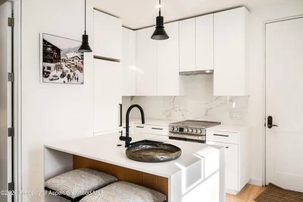 a kitchen with a sink a stove and a refrigerator