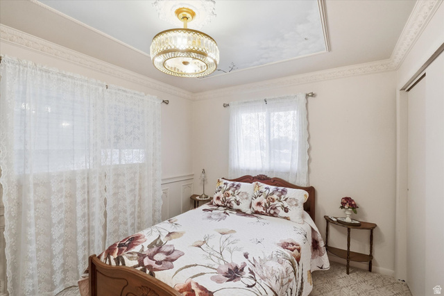 165 Main Street Georgetown, ID 83239 - Photo 21 of 50 Carpeted bedroom with crown molding