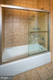 a bathroom with a bathtub