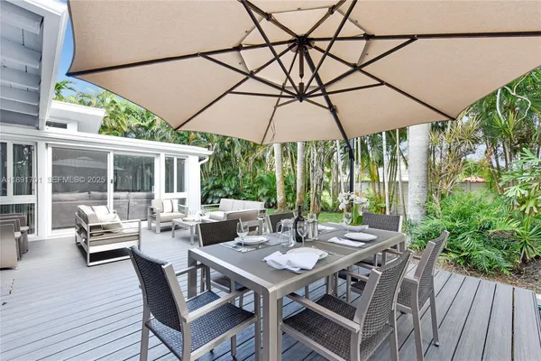 a table and chairs in the patio