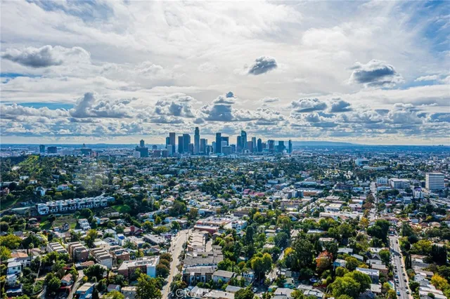 an aerial view of a city with lots of residential buildings