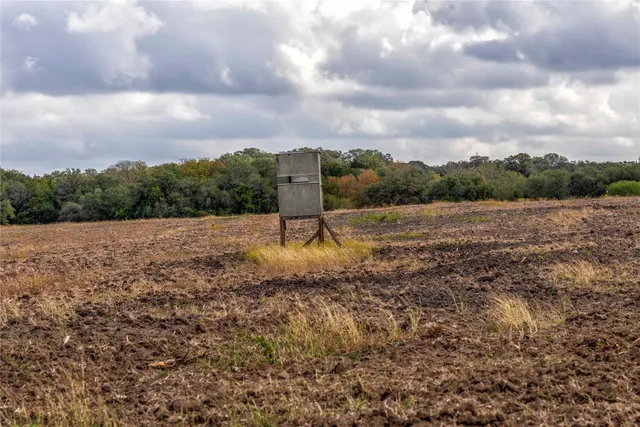 a view of a road with a big yard