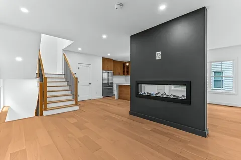 a view of a livingroom with a fireplace