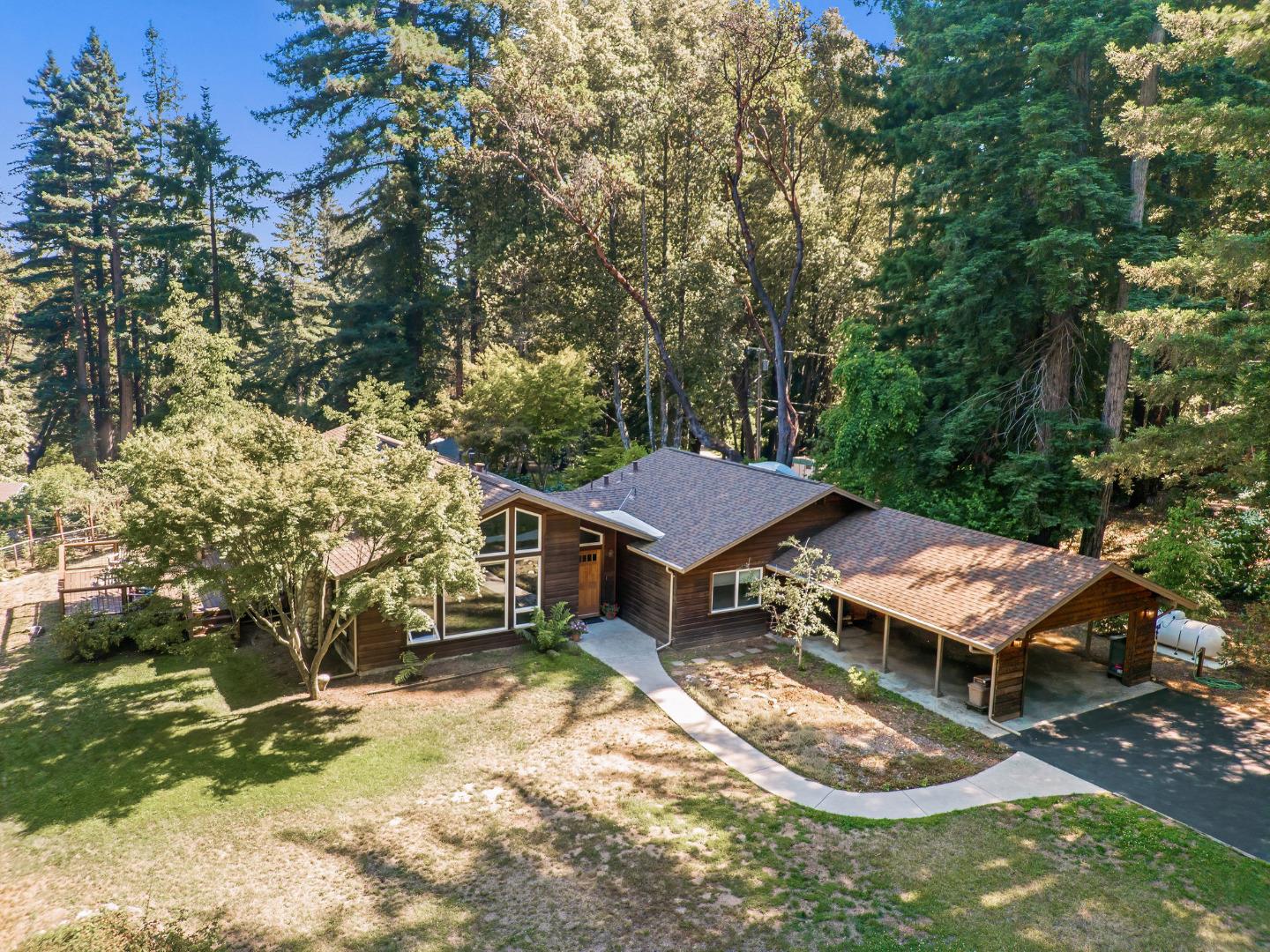 111 Carter Road Santa Cruz, CA 95060 - Photo 7 of 64 an aerial view of a house with swimming pool and trees