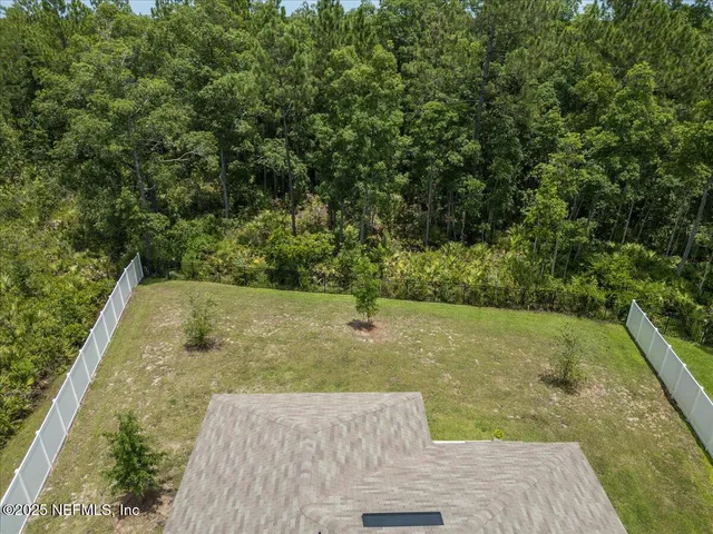 an aerial view of city and lake