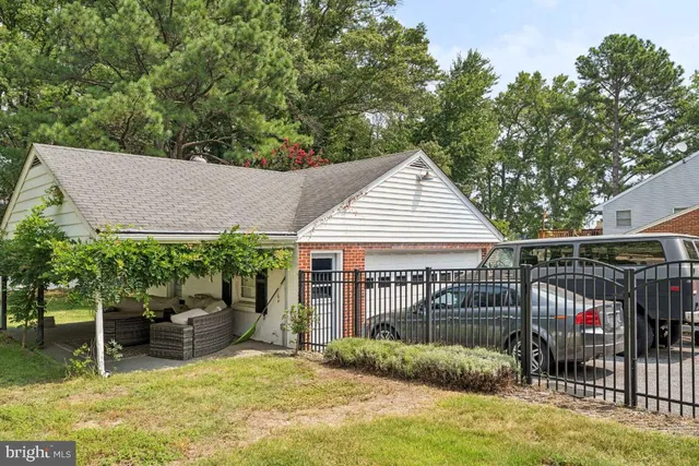 a view of a yard with a tree