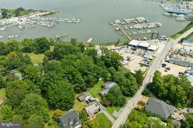 an aerial view of a house with a garden