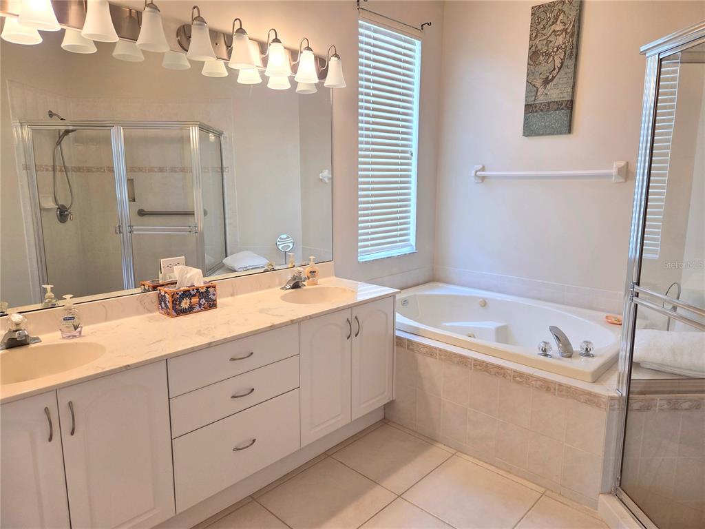 9222 Bonnington Drive Trinity, FL 34655 - Photo 17 of 37 a bathroom with a tub a sink and mirror