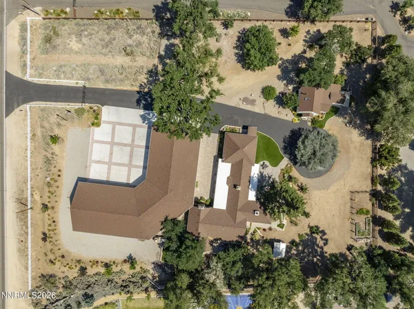 an aerial view of residential house with outdoor space