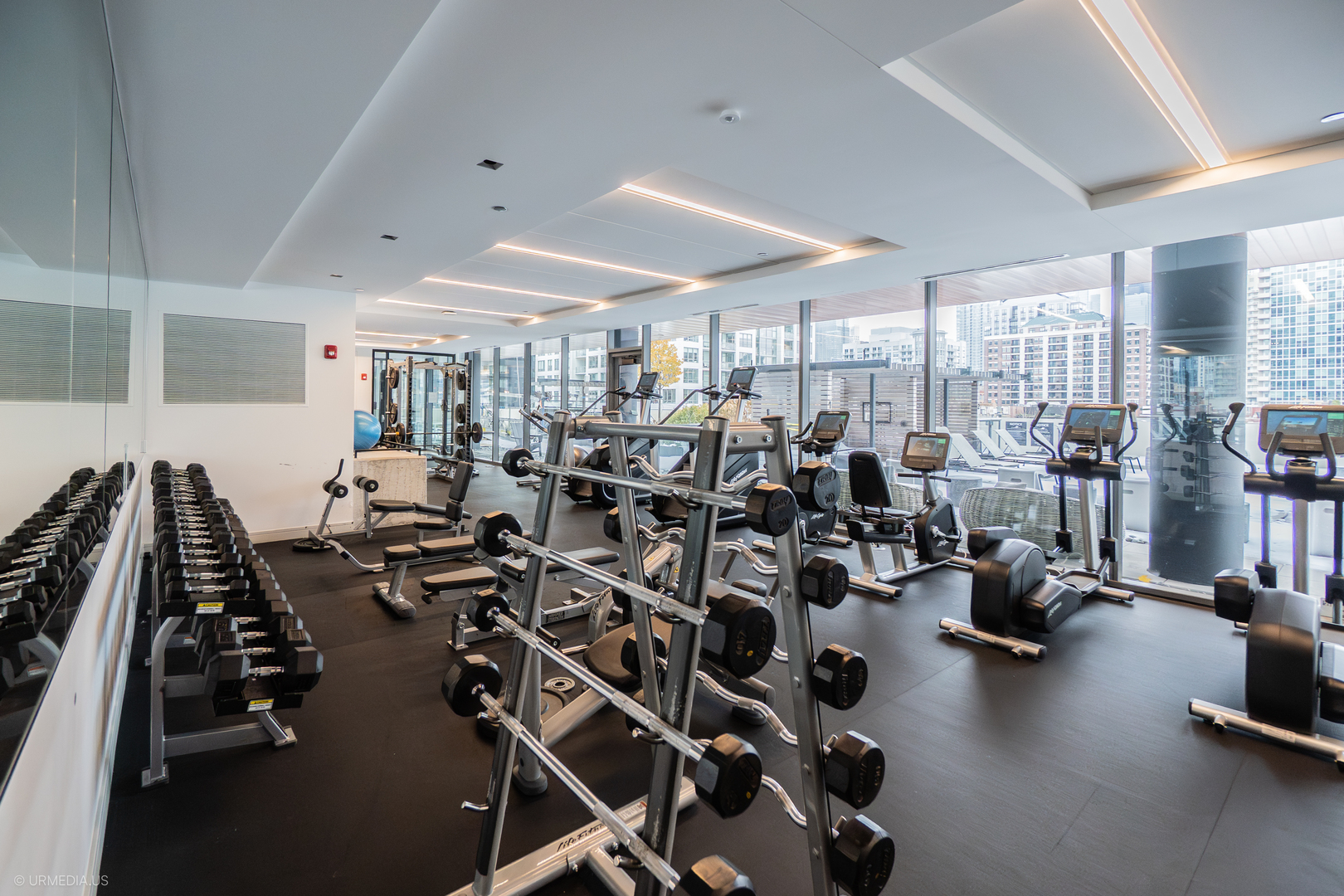 808 North Cleveland Avenue, Unit 1608 Chicago, IL 60610 - Photo 16 of 20 a room with gym equipment and large windows