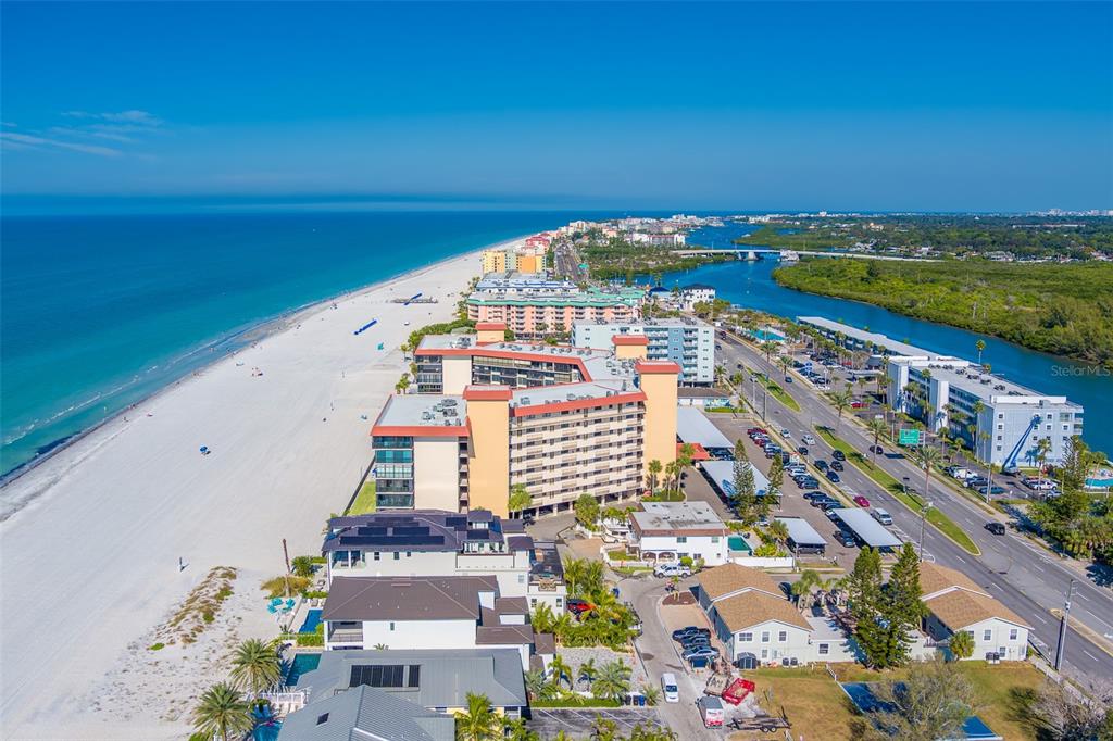 18304 Gulf Boulevard, Unit 102 Redington Shores, FL 33708 - Photo 45 of 55 an aerial view of residential building and ocean view
