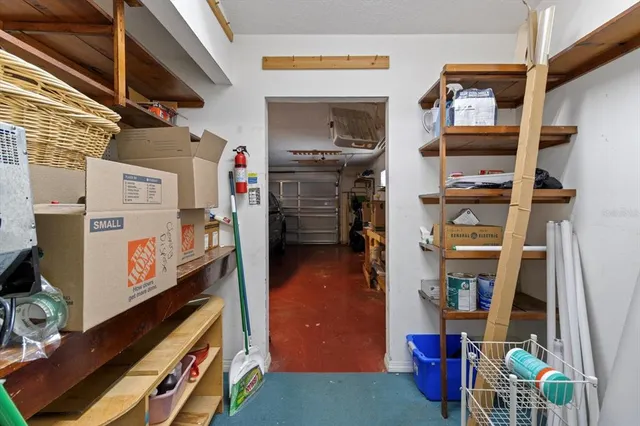 a car parked in a garage