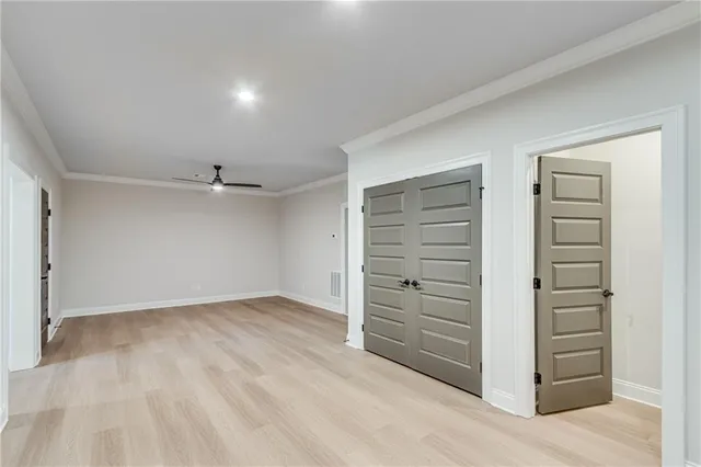 an empty room with closet