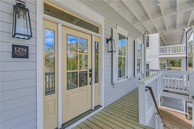 a view of balcony with furniture